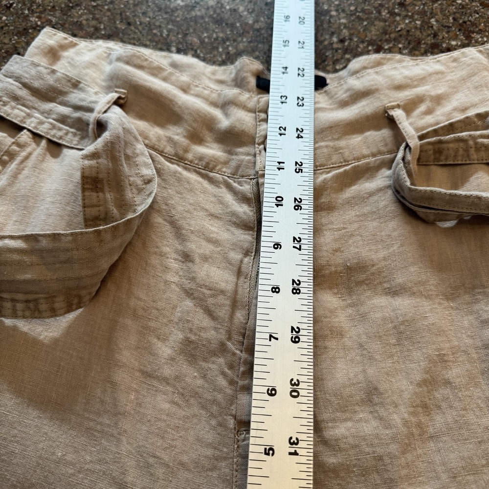 Nicole Miller Womens Linen Pants 6 Beige Wide Leg Belted Casual Summer Relaxed - Picture 7 of 8